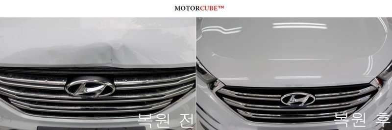 마포구 덴트 전문점에서 투싼 보닛, 범퍼 덴트 복원 시공 후