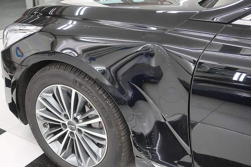 마포구 제네시스 EQ900 앞 펜더 덴트 복원 시공 전