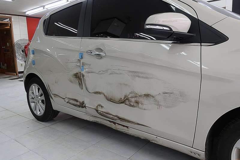 마포구 쉐보레 스파크 교환이 아닌 덴트 복원 후 광택 시공 전