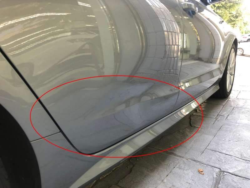 마포구 아우디 A6 도어 덴트 복원 후 광택 복원까지 시공 전